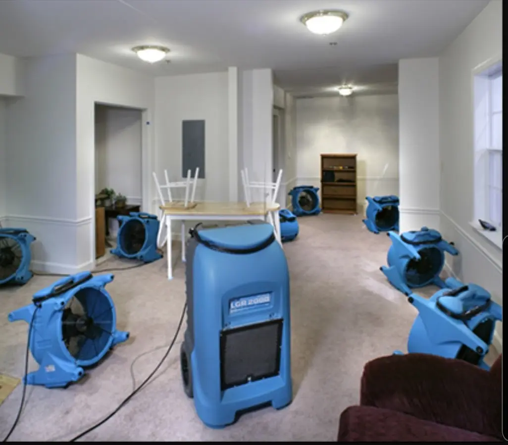 Air movers and dehumidifier setup for Water Extraction & Removal in Edgartown