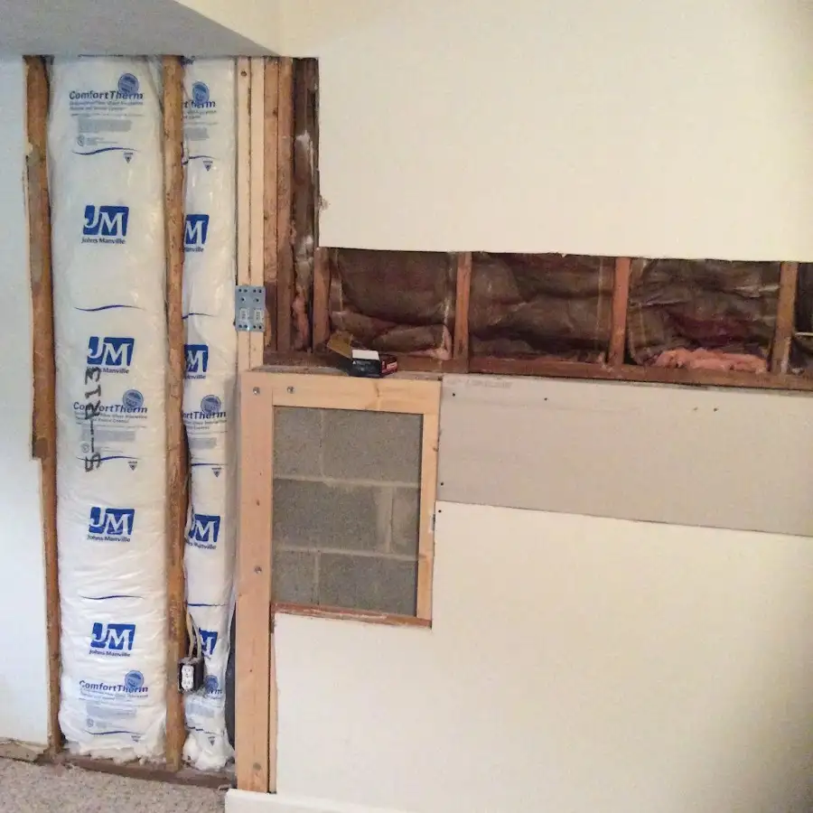 Wall insulation replacement during Contents Cleaning & Restoration in Edgartown